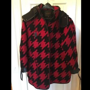 Coach Houndstooth Red Parka